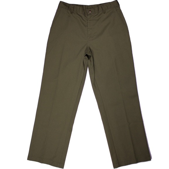 BoyScout‎ Pants Mens 33x33 Olive Green Uniform Slacks Official USA Made-32x29 - Picture 1 of 16